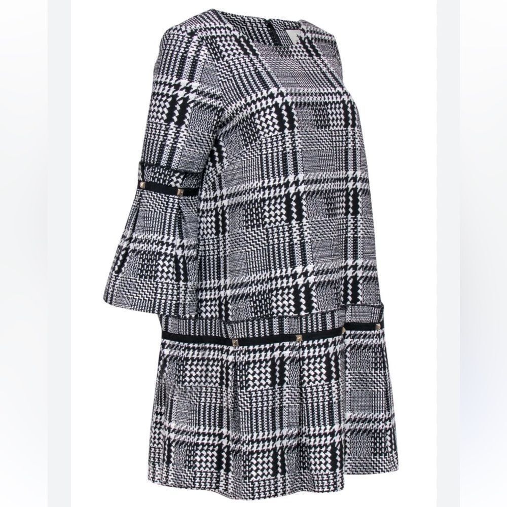 Prose & Poetry Navy Blue & White Plaid Drop Waist Shift Dress Size M